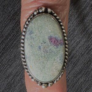 Ring Womens Ruby Fuchsite Stone 925 Silver Filled and Plated Handmade US Size 8